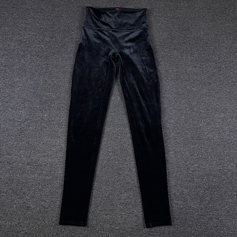 Spanx Leggings Womens M Velvet High Waisted Black Slimming EUC 2070